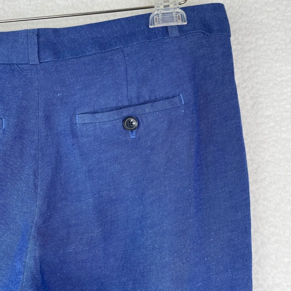 Banana Republic Avery Blue Linen Blend Ankle Pants Womens 6 Cobalt Slim Career